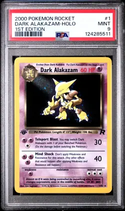 2000 Pokemon Rocket Dark Alakazam #1 1ST Edition PSA 9 MINT HOLO - Image 1