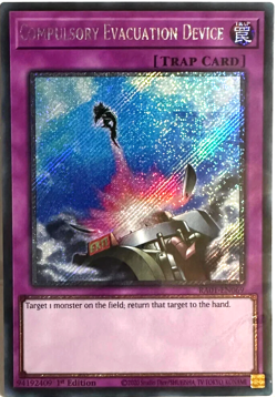 Compulsory Evacuation Device Platinum Secret Rare RA01-EN069 YuGiOh TCG Card - Image 1