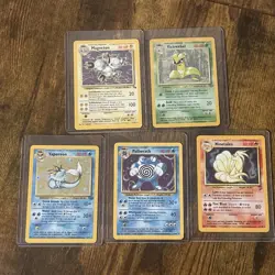 Lot Of 5 Vintage Pokemon Holo Cards | Ninetales, Vaporeon, Poliwhirl, And More - Image 1