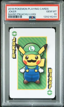2016 POKEMON PLAYING CARDS MARIO PIKACHU LUIGI JOKER PSA 10 - Image 1