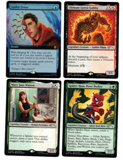 MTG SPIDER-MAN PLAY PROMO LOT OF 4 NM SPIDER-SENSE SPIDER HAM GREEN GOBLIN - Image 1