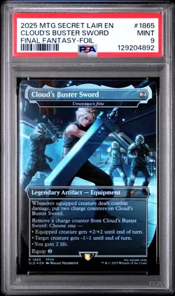2025 MTG SECRET LAIR DROP FINAL FANTASY: WEAPONS-FOIL CLOUD'S BUSTER SWORD PSA 9 - Image 1