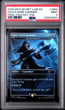 2025 MTG SECRET LAIR DROP FINAL FANTASY: WEAPONS-FOIL GAIA'S DARK HAMMER PSA 9 - Image 1