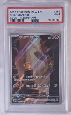 2023 POKEMON MEW EN-151 ILLUSTRATION RARE #168 CHARMANDER PSA 9 - Image 1