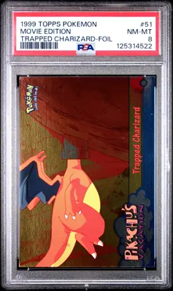 1999 TOPPS POKEMON THE MOVIE EDT TRAPPED CHARIZARD-FOIL #51 MOVIE EDITION PSA 8 - Image 1