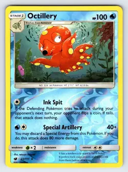 Octillery 23/111 2017 Crimson Invasion Pokemon Card TCG Reverse Holo Rare Nm/Vlp - Image 1