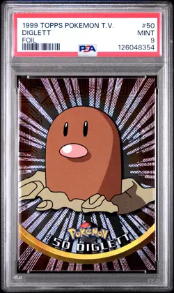 1999 TOPPS POKEMON TV FOIL #50 DIGLETT PSA 9 - Image 1