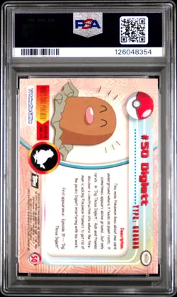 1999 TOPPS POKEMON TV FOIL #50 DIGLETT PSA 9 - Image 2