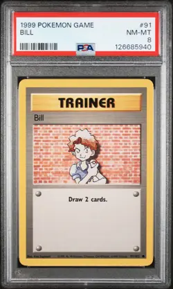 1999 POKEMON BASE SET UNLIMITED #91 BILL PSA 8 - Image 1