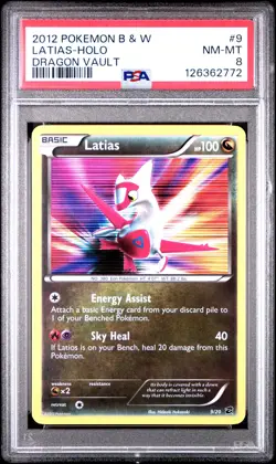 2012 POKEMON B&W DRAGON VAULT #9 LATIAS-HOLO PSA 8 - Image 1