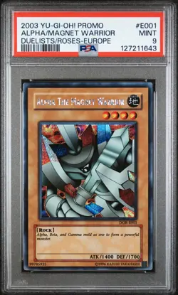 PSA 9 MINT Alpha the Magnet Warrior DOR-E001 Secret Rare Promo *1643 Yugioh - Image 1