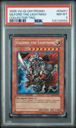 2005 YU-GI-OH! PROMO COLLECTOR TINS #EN001 GILFORD THE LIGHTNING PSA 8 - Image 1