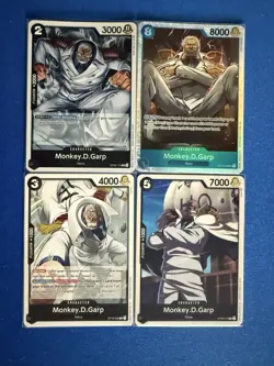 Monkey.D.Garp One Piece TCG 4-card lot OP12 Super Rare+OP02 Rare+more ships PWE - Image 1