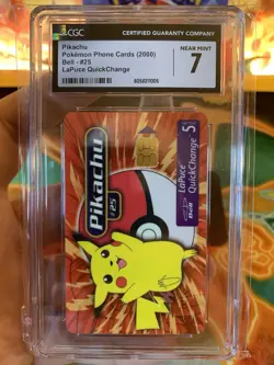 2000 Pokemon Bell Phone Card Pikachu #25 - CGC 7 Near Mint POP 2 - Image 2