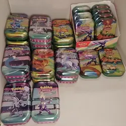 Pokemon MIXED MINI TINS LOT of 29+ Display Box,Inserts In All, Stickers In Some! - Image 1