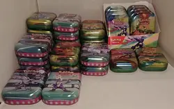 Pokemon MIXED MINI TINS LOT of 29+ Display Box,Inserts In All, Stickers In Some! - Image 3
