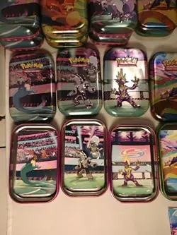 Pokemon MIXED MINI TINS LOT of 29+ Display Box,Inserts In All, Stickers In Some! - Image 5
