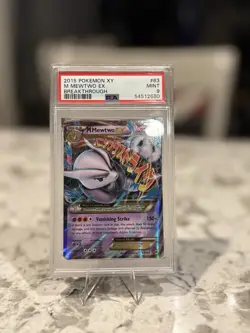 PSA 9 Pokemon TCG M Mewtwo EX Holo Rare Card 63/162 XY Breakthrough - Image 1