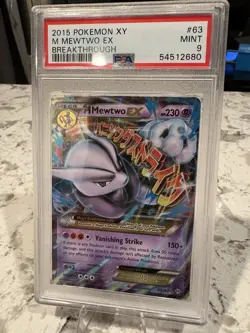 PSA 9 Pokemon TCG M Mewtwo EX Holo Rare Card 63/162 XY Breakthrough - Image 3