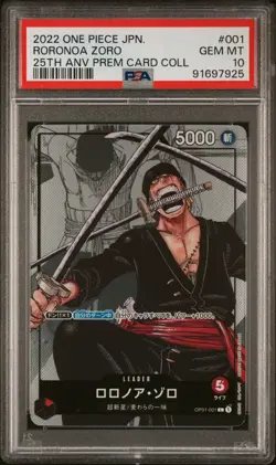 PSA 10 2022 One Piece Card Game OP01-001 Roronoa Zoro Leader 25th Japanese - Image 1