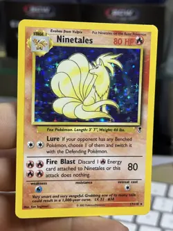 PRINTER HICKEY Ninetales 17/110 Legendary Collection 2002 Holo Pokemon Card TCG - Image 3