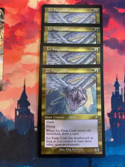 MTG Modern Horizons 1 Ice Fang Coatl Retro Frame Foil Etched x 4 - Image 1