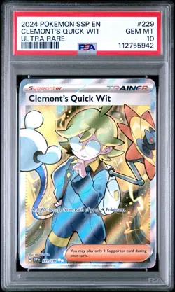 2024 Clemont's Quick Wit 229/191 Ultra Rare Pokemon Surging Sparks PSA 10 Gem - Image 1