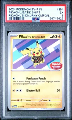 PSA 5 - Pikachu Berkemeja Batik 154/SV-P - Indonesia Journey Promo Pokemon - Image 1