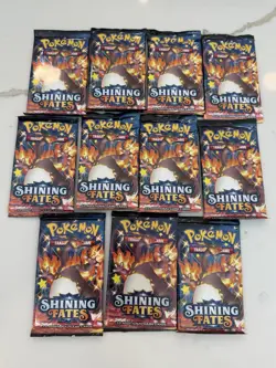 Pokemon TCG Shining Fates Factory Sealed CHARIZARD Art Booster Packs - 11 Packs - Image 1