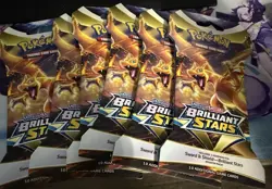 Pokemon Brilliant Stars Sleeved Booster Pack, Lot Of 6, Charizard Art, Sealed - Image 1