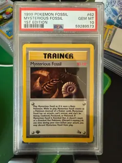 1999 POKEMON FOSSIL 1ST ED #62 MYSTERIOUS FOSSIL PSA 10 - Image 1