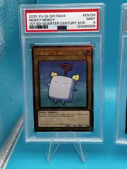 Yu-Gi-Oh! TCG Mokey Mokey Quarter Century Secret Rare Card RA04-EN126 PSA 9 - Image 1
