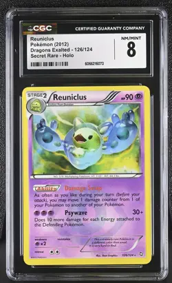 CGC 8 Reuniclus 2012 Dragons Exalted 126/124 Secret Rare Holo Pokemon Card - Image 1