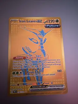 Pokemon TCG Iron Leaves EX Prismatic Evolutions Holo Card 176/131 Gold - Image 1