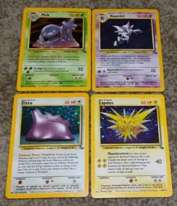 POKEMON FOSSIL HOLOGRAPHIC CARD LOT ZAPDOS, DITTO, MUK, HAUNTER 1999 - Image 1