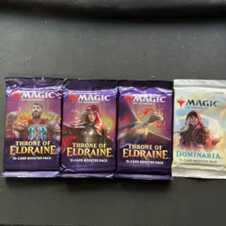 Magic: The Gathering Booster Packs 3x Throne of Eldraine, 1x Dominaria - Image 1