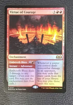 Near Mint Virtue of Courage Embereth Blaze - Foil Wilds of Eldraine MTG Magic - Image 1