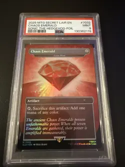 Chaos Emerald - Lotus Petal (7032) Secret Lair Drop Foil PSA9 Mint MTG Sonic - Image 1