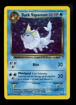 Dark Vaporeon 9/110 Legendary Collection 2002 Holo Nintendo Pokemon Card TCG - Image 1