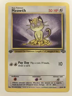 Meowth #56/64 *1st edition* Jungle Set Common Pokemon TCG - Image 1
