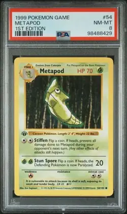 Pokemon 1st Edition Base Metapod PSA 8 NM-Mint 54/102 1st Ed Shadowless Base - Image 1