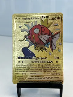 Magikarp and Wailord GX Pokemon Gold Foil Card Fan Art Super Splash TAG TEAM - Image 1