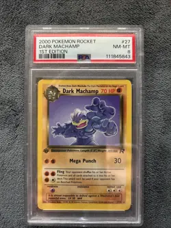 2000 Pokemon Rocket Dark Machamp 1st Edition Card PSA 8 NM-MT - Image 1