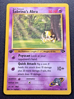 1st Edition Sabrina's Abra 94/132 Gym Challenge Pokemon Card Rare LP - Image 1