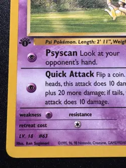 1st Edition Sabrina's Abra 94/132 Gym Challenge Pokemon Card Rare LP - Image 5