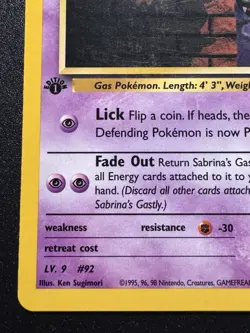 1st Edition Sabrina's Gastly 96/132 Gym Challenge Pokemon Card Rare LP - Image 5