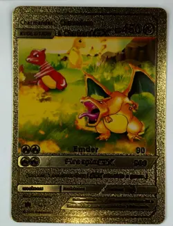 Charmander Charmeleon & Charizard GX Evolution Gold Foil FanArt Pokemon Card - Image 1