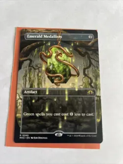 1x (345) Emerald Medallion - BORDERLESS MTG Modern Horizons 3 NM Magic Regular - Image 1