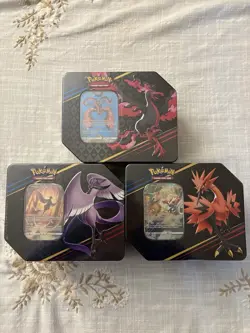Pokemon TCG Crown Zenith Galarian Birds Tins Moltres Zapdos Articuno, Set of 3 - Image 1