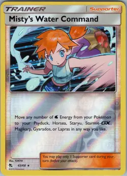 Misty's Water Command 63/68 Uncommon - Pokemon Hidden Fates - Reverse Holo (NM) - Image 1